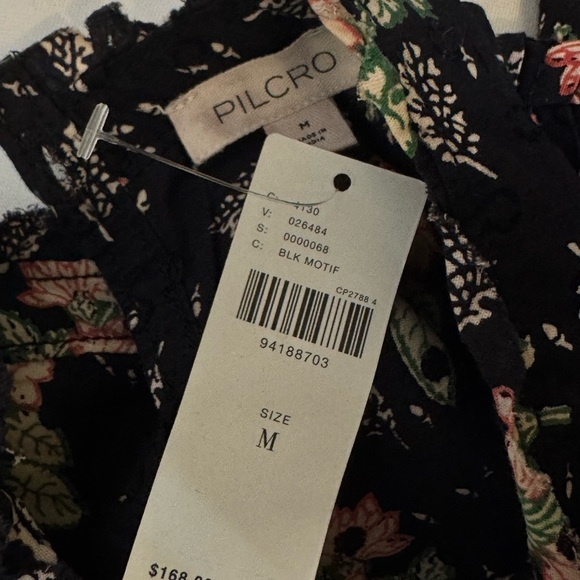 Pilcro Black Floral Bohemian Midi Dress w/ Lace Detail Sz M - Picture 15 of 15